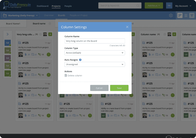 auto assignee column settings