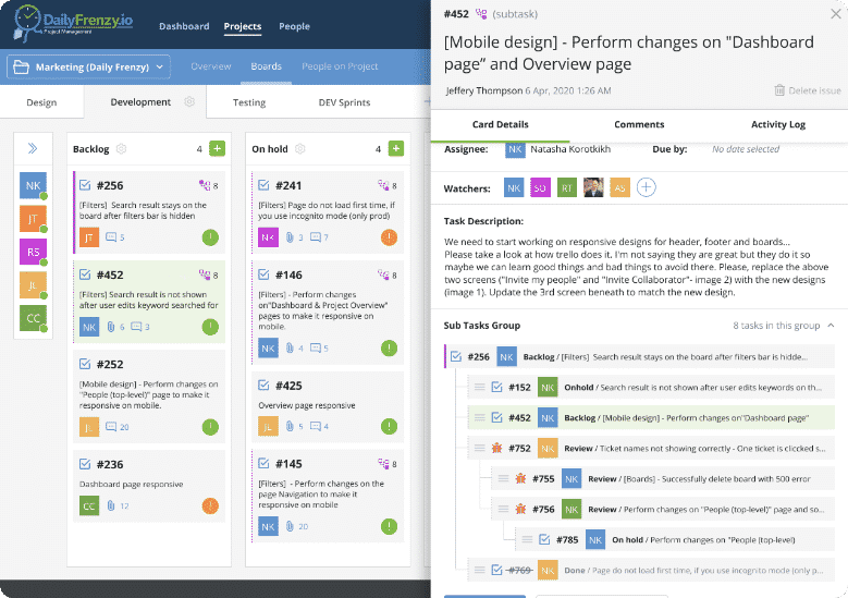 daily frenzy subtasks